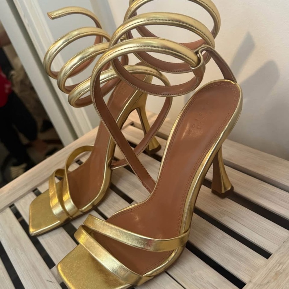 ASOS Gold Spiral Strap Heels